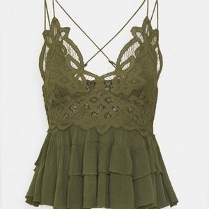 NWT Free People Adela Cami Olive Green